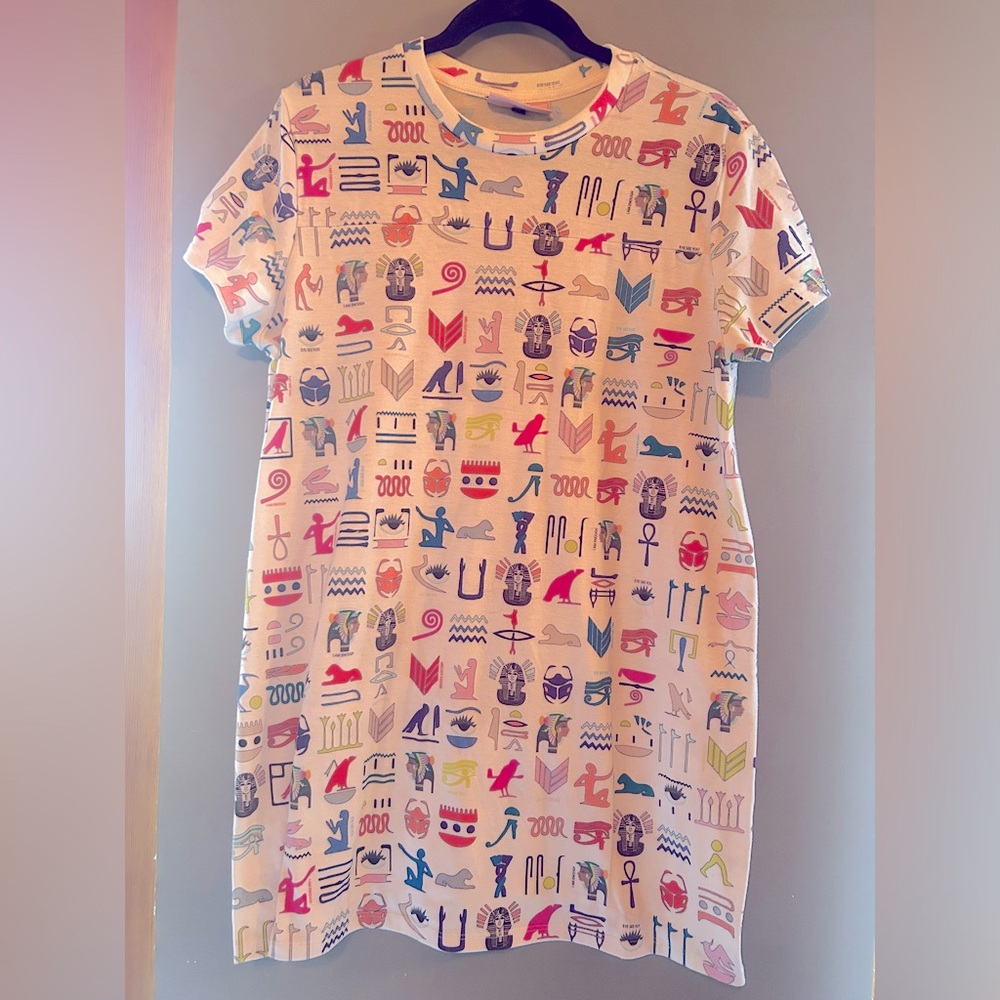 RARE Melody Ehsani 90s style Shirt Dress Egyptian Print “Eye See You” M
